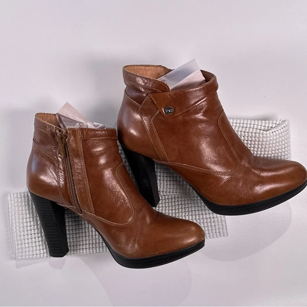 NeroGiardini Womens Leather Ankle Boots Made In Italy Block Heel Brown EU 37